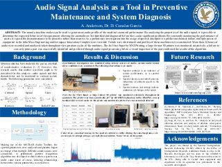 Audio Signal Analysis as a Tool in Preventive Maintenance