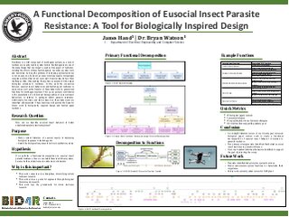 A Systematic Literature Review and Functional Decomposition Summarizing Eusocial Insect Parasite Resistance: A Tool for Biologically Inspired Design