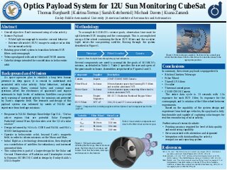 Optics Payload System for 12U Sun Monitoring CubeSat