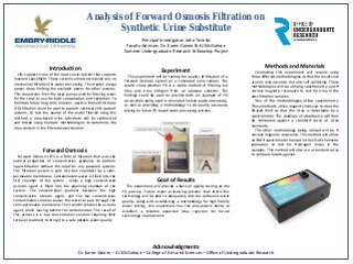 Analysis of Forward Osmosis Filtration on Synthetic Urine Substitute